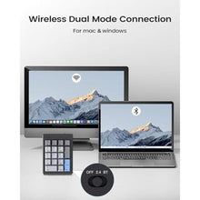 Load image into Gallery viewer, Kisnt FD17 Wireless Mechanical Number Pad, Bluetooth 5.0&amp; 2.4G Dual Mode Numeric Keypad, 17 Keys Hot Swappable Numpad with PBT Keycaps for Laptop/PC/TKL Keyboards(Black, Linear Switch)
