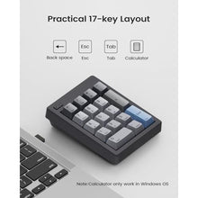 Load image into Gallery viewer, Kisnt FD17 Wireless Mechanical Number Pad, Bluetooth 5.0&amp; 2.4G Dual Mode Numeric Keypad, 17 Keys Hot Swappable Numpad with PBT Keycaps for Laptop/PC/TKL Keyboards(Black, Linear Switch)
