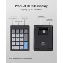 Load image into Gallery viewer, Kisnt FD17 Wireless Mechanical Number Pad, Bluetooth 5.0&amp; 2.4G Dual Mode Numeric Keypad, 17 Keys Hot Swappable Numpad with PBT Keycaps for Laptop/PC/TKL Keyboards(Black, Linear Switch)
