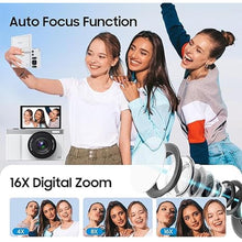 Load image into Gallery viewer, 4K Digital Camera, 64MP Vlogging Camera for Photography with 3&quot; 180° Flip Screen, 16X Digital Zoom Point and Shoot Camara with 64GB SD Card for Beginner (White)
