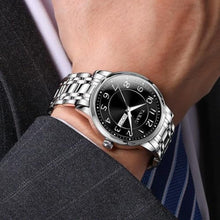 Load image into Gallery viewer, Taxau Mens Watches Stainless Steel Band Black Dial with Day Date Silver Watches for Mens Quartz Large Face Classic Arabic Numerals Waterproof Relojes para Hombres
