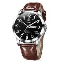 Load image into Gallery viewer, Taxau Men s Wrist Watches Brown Leather Strap Mens Watch Black Digital Dial Watches for Men with Date Function Waterproof Dress Reloj
