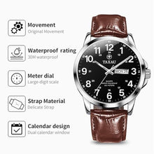 Load image into Gallery viewer, Taxau Men s Wrist Watches Brown Leather Strap Mens Watch Black Digital Dial Watches for Men with Date Function Waterproof Dress Reloj
