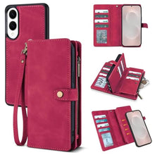 Load image into Gallery viewer, TwoHead for Samsung Galaxy S25 Edge Wallet Case with Card Holder, Detachable Magnetic Phone Case for S25 Edge,PU Leather All-Round Protective Phone Case Wallet with Wrist Strap(6.7 in,Wine Red)
