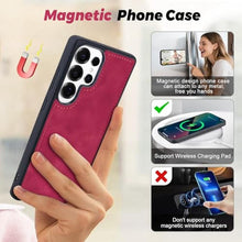 Load image into Gallery viewer, TwoHead for Samsung Galaxy S25 Ultra Wallet Case with Card Holder, Detachable Magnetic Phone Case for S25 Ultra,PU Leather All-Round Protective Phone Case Wallet with Wrist Strap(6.9 in,Wine Red)
