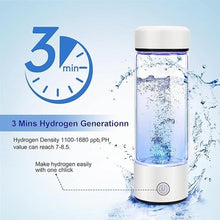 Load image into Gallery viewer, Hydrogen Water Bottle Generator, Glass Portable Hydrogen Water Bottle with SPE PEM Technology Hydrohealth, Ion Bottles Hydrogen Water Ionizer for Office, Home, Travel, Daily Drinking
