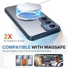 Load image into Gallery viewer, for Samsung Galaxy S25 S24 Case with Screen Protector Compatible with MagSafe Slim Translucent Matte Military Grade Drop Protective Shockproof Cover for Samsung S25 S24 Kickstand Phone Case (Blue)
