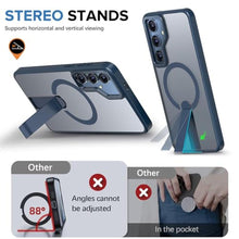 Load image into Gallery viewer, for Samsung Galaxy S25 S24 Case with Screen Protector Compatible with MagSafe Slim Translucent Matte Military Grade Drop Protective Shockproof Cover for Samsung S25 S24 Kickstand Phone Case (Blue)
