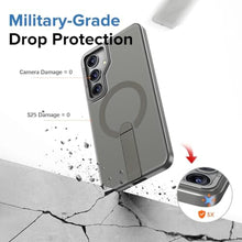 Load image into Gallery viewer, for Samsung Galaxy S25 S24 Case with Screen Protector Compatible with MagSafe Slim Translucent Matte Military Grade Drop Protective Shockproof Cover for Samsung S25 S24 Kickstand Phone Case (Gray)
