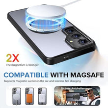 Load image into Gallery viewer, for Samsung Galaxy S25 S24 Case with Screen Protector Compatible with MagSafe Slim Translucent Matte Military Grade Drop Protective Shockproof Cover for Samsung S25 S24 Kickstand Phone Case (Black)
