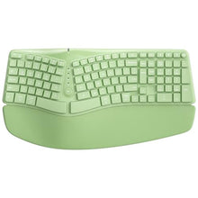 Load image into Gallery viewer, TISHLED Bow Split Ergonomic Keyboard Wireless with Cushioned Wrist &amp; Palm Rest, Wireless 2.4G/Bluetooth/Wired USB-C, Comfortable Natural Typing, Compatible with Windows/Mac/PC/Laptop, Matcha Green
