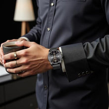 Load image into Gallery viewer, CalmTick Professional Japanese VD51 Movement Men s Business Watch - 3 Year Battery Life, Luminous Hands, Date Display Chronograph - Stainless Steel Strap (Black-Rose Gold)
