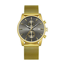 Load image into Gallery viewer, CalmTick Professional Japanese VD51 Movement Men s Business Watch - 3 Year Battery Life, Luminous Hands, Date Display Chronograph - Stainless Steel Strap (Gold-Black)
