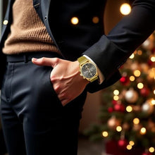 Load image into Gallery viewer, CalmTick Professional Japanese VD51 Movement Men s Business Watch - 3 Year Battery Life, Luminous Hands, Date Display Chronograph - Stainless Steel Strap (Gold-Black)
