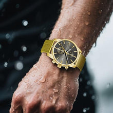 Load image into Gallery viewer, CalmTick Professional Japanese VD51 Movement Men s Business Watch - 3 Year Battery Life, Luminous Hands, Date Display Chronograph - Stainless Steel Strap (Gold-Black)
