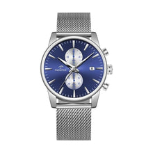 Load image into Gallery viewer, CalmTick Professional Japanese VD51 Movement Men s Business Watch - 3 Year Battery Life, Luminous Hands, Date Display Chronograph - Stainless Steel Strap (Silver-Blue dial)
