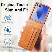 Load image into Gallery viewer, Ephoou Wallet Case for Samsung Galaxy Z Flip7 with 4 Card Slots, Business Style Premium PU Leather Shockproof Protective Cover for Samsung Galaxy Z Flip 7 CK-Brown

