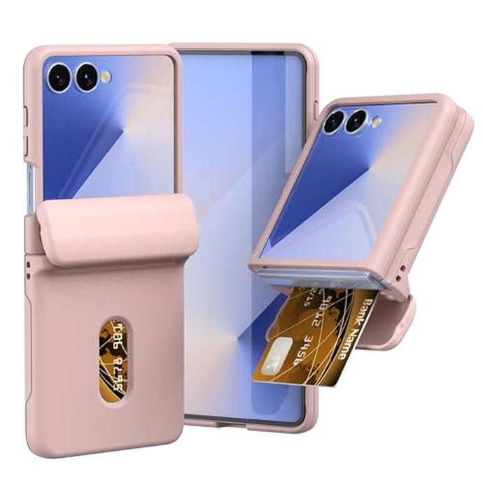 Haoseny for Samsung Galaxy Z Flip 7 Case with Wallet, Card Holder Hinge Protection Full Body Shockproof Case Phone Cover for Samsung Galaxy Z Flip 7 5G 2025 (Pink)