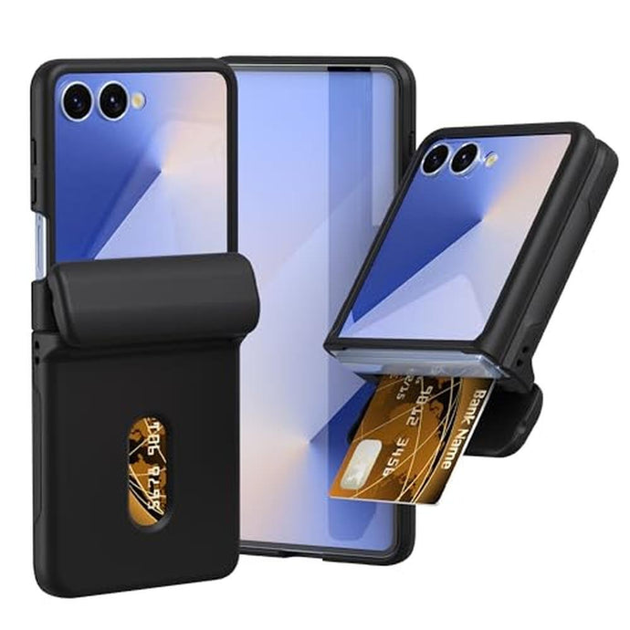 Haoseny for Samsung Galaxy Z Flip 7 Case with Wallet, Card Holder Hinge Protection Full Body Shockproof Case Phone Cover for Samsung Galaxy Z Flip 7 5G 2025 (Black)