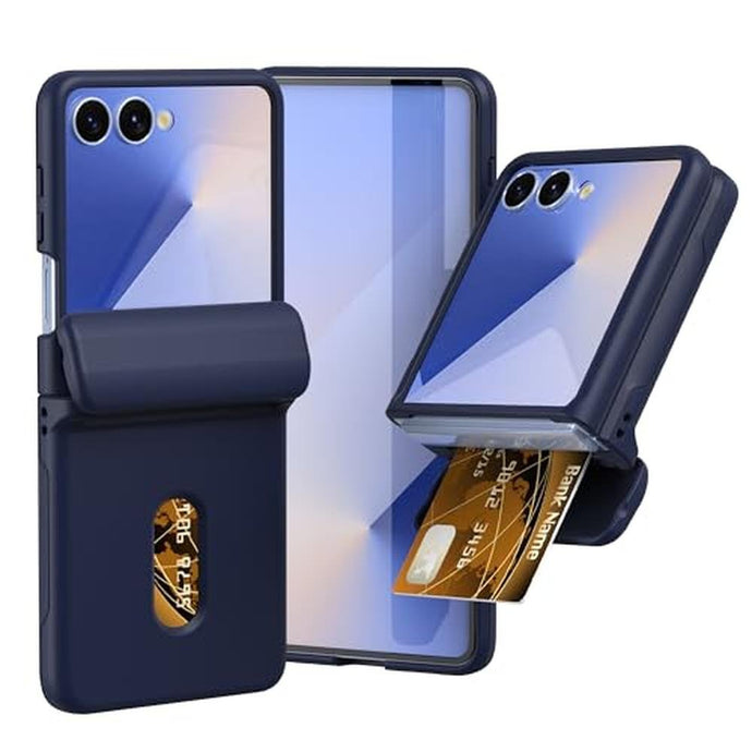 Haoseny for Samsung Galaxy Z Flip 7 Case with Wallet, Card Holder Hinge Protection Full Body Shockproof Case Phone Cover for Samsung Galaxy Z Flip 7 5G 2025 (Dark Blue)