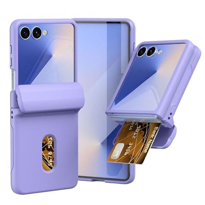 Haoseny for Samsung Galaxy Z Flip 7 Case with Wallet, Card Holder Hinge Protection Full Body Shockproof Case Phone Cover for Samsung Galaxy Z Flip 7 5G 2025 (Purple)