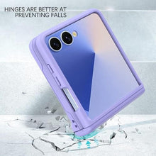 Load image into Gallery viewer, Haoseny for Samsung Galaxy Z Flip 7 Case with Wallet, Card Holder Hinge Protection Full Body Shockproof Case Phone Cover for Samsung Galaxy Z Flip 7 5G 2025 (Purple)
