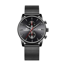Load image into Gallery viewer, CalmTick Professional Japanese VD51 Movement Men s Business Watch - 3 Year Battery Life, Luminous Hands, Date Display Chronograph - Stainless Steel-Black-red
