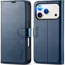 Load image into Gallery viewer, TUCCH Case Wallet for iPhone 17 Pro (6.3") 2025, Stand, RFID Blocking, 4 Card Holder, TPU Shockproof Inner Shell, PU Leather, Magnetic Closure Folio Protective Cover, Dark Blue
