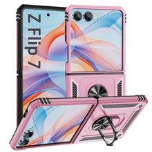 Load image into Gallery viewer, Z Flip 7 Phone Case,Heavy Duty Rugged Dual Layers Shell Full Body Military Grade Shockproof with Rotating Ring Stand Cover for Samsung Galaxy Z Flip7 6.9-Inch Pink
