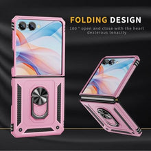 Load image into Gallery viewer, Z Flip 7 Phone Case,Heavy Duty Rugged Dual Layers Shell Full Body Military Grade Shockproof with Rotating Ring Stand Cover for Samsung Galaxy Z Flip7 6.9-Inch Pink
