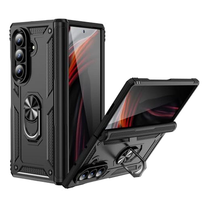 Korecase Phone Case for Samsung Galaxy Z Fold7 with 360 Rotating Kickstand Ring,Military Grade Drop Protection Case Dual Layer Heavy Duty Shockproof Phone Cover for Z Fold 7 Black