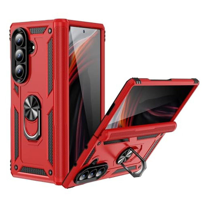 Korecase Case for Z Fold 7 Phone Cover Galaxy ZFold7 Phone Case with 360 Rotate Ring Kickstand Heavy Duty Protective Cover for Samsung Z Fold7 Cases Red
