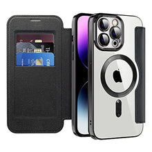 Load image into Gallery viewer, COTDINFOR Case for iPhone 14 Pro Max Case Wallet Leather with Card Holder [RFID Blocking] Compatible with Magsafe Clear Back Slim Shockproof Flip Cover for iPhone 14 Pro Max Black JD
