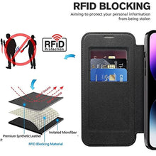 Load image into Gallery viewer, COTDINFOR Case for iPhone 14 Pro Max Case Wallet Leather with Card Holder [RFID Blocking] Compatible with Magsafe Clear Back Slim Shockproof Flip Cover for iPhone 14 Pro Max Black JD

