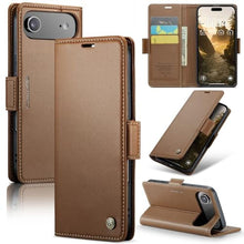 Load image into Gallery viewer, Rerzoiro for iPhone Air Case, Premium PU Leather Wallet Case Flip Cover with [RFID Blocking][Card Holder][Stand Function] Shockproof Protective for iPhone 17 Air, Brown
