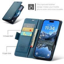 Load image into Gallery viewer, Rerzoiro for iPhone Air Case, Premium PU Leather Wallet Case Flip Cover with [RFID Blocking][Card Holder][Stand Function] Shockproof Protective for iPhone 17 Air, Blue
