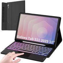 Load image into Gallery viewer, for Samsung Galaxy Tab S11 2025 11" Keyboard Case: 3 Zone 7 Colors Backlit Trackpad Keyboard for 11-inch Samsung Tablet S11 5G - Detachable Wireless Key Board Tablet Cover with Pen Holder &amp; Kickstand
