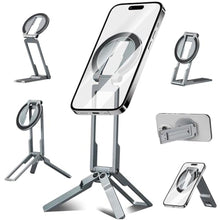 Load image into Gallery viewer, Ultra-Thin Aluminum Magnetic Phone Tripod Holder Mount Stand, MG-06 Air Mini Pocket Cell Phone Stand, Compatible with MagSafe for iPhone 17 16 15 14 13 12, Silver
