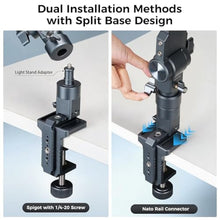 Load image into Gallery viewer, Overhead Camera Mount with 360 Adjustable Magic Boom Arm with 1/4" &amp; NATO &amp; Camera Holder &amp; C Clamp for TikTok Live Streaming Photography Studio Content Creation, Super Desk Clamp Mount
