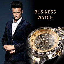 Load image into Gallery viewer, A ALPS Watches, Men's Watches Mechanical Hand-Winding Skeleton Classic Business Fashion Stainless Steel Steampunk Dress Watch Gold_1022
