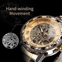 Load image into Gallery viewer, A ALPS Watches, Men's Watches Mechanical Hand-Winding Skeleton Classic Business Fashion Stainless Steel Steampunk Dress Watch Gold_1023
