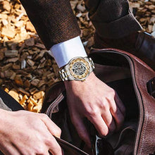 Load image into Gallery viewer, A ALPS Watches, Men's Watches Mechanical Hand-Winding Skeleton Classic Business Fashion Stainless Steel Steampunk Dress Watch Gold_1025
