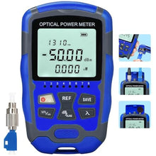 Load image into Gallery viewer, A-M50 Fiber Optic Cable Tester Portable -50~+26dbm Optical Power Meter Integrated Machine 30 FC/SC/ST Universal Interface Fiber Tester (OPM&amp;RJ45) with LC Adapter, Blue_1
