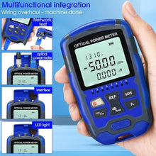 Load image into Gallery viewer, A-M50 Fiber Optic Cable Tester Portable -50~+26dbm Optical Power Meter Integrated Machine 30 FC/SC/ST Universal Interface Fiber Tester (OPM&amp;RJ45) with LC Adapter, Blue_1187
