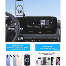 Load image into Gallery viewer, AbeeyGeomarn Magnetism Car Phone Holder for 2022-2025 Hyundai Ioniq 5 Accessories Apply to 12.3 Inch Screen Fixed Clip MagSafe Cell Phone Mount with Dashboard Storage Tray One-Hand Operation, Black_1349
