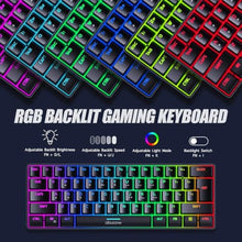 Load image into Gallery viewer, abucow 60% Gaming Keyboard Minimalist Portable Wired Ultra-Compact Mini Imitation 61 Keys RGB Backlit Keyboard (Black)_6867
