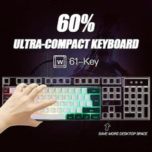 Load image into Gallery viewer, abucow 60% Percent Gaming Keyboard Minimalist Portable Wired Ultra-Compact Mini Imitation 61 Keys RGB Backlit Keyboard (White-Black), WhiteBlack_6980
