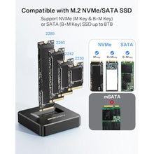 Load image into Gallery viewer, ACASIS NVME SSD Reader Adapter, Aluminium Alloy Housing Fast Heat Dissipation, NVME to USB Docking Station, M.2 SSD to USB Adapter 10Gbps, Support M.2 (M Key) NVMe SSD and (B+M Key) SATA-Based SSD, Black_3737
