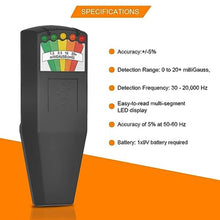 Load image into Gallery viewer, AceFox EMF Meter, 5 LED Magnetic Field Detector, Ghost Hunting Equipment Tester for Home, Office &amp; Outdoor Inspections, Black_8534
