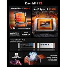 Load image into Gallery viewer, ACEMAGICIAN K1 Mini PC AMD Ryzen 7 7730U (Beats 7430U/5825U), 16GB RAM 1TB PCIe SSD Mini Computers(8C/16T, up to 4.5GHz), Win 11 Pro 4K Triple Display Desktop Computer USB-C/LAN 2.5G/BT5.2/WiFi6, Silver_63

